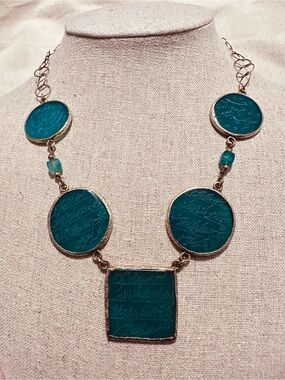 Arabic | Necklace | Arabic Green Aqeeq Disc Necklace
